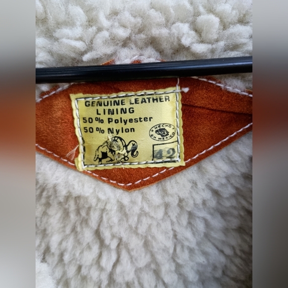 Vintage 1960s-70s Leather & Sheepskin Lined Vest Mexico Size 42! - Picture 3 of 8
